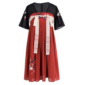 Women Summer Cute Casual Hanfu Style Overall Dress
